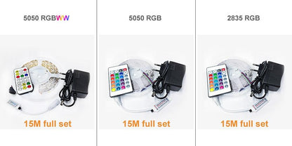RGBWW RGB LED Strip Light 5050 10M 5M LED Lights SMD 2835 Rgb Leds Tape Diode Ribbon Flexible Room Decoration DC12V Adapter set