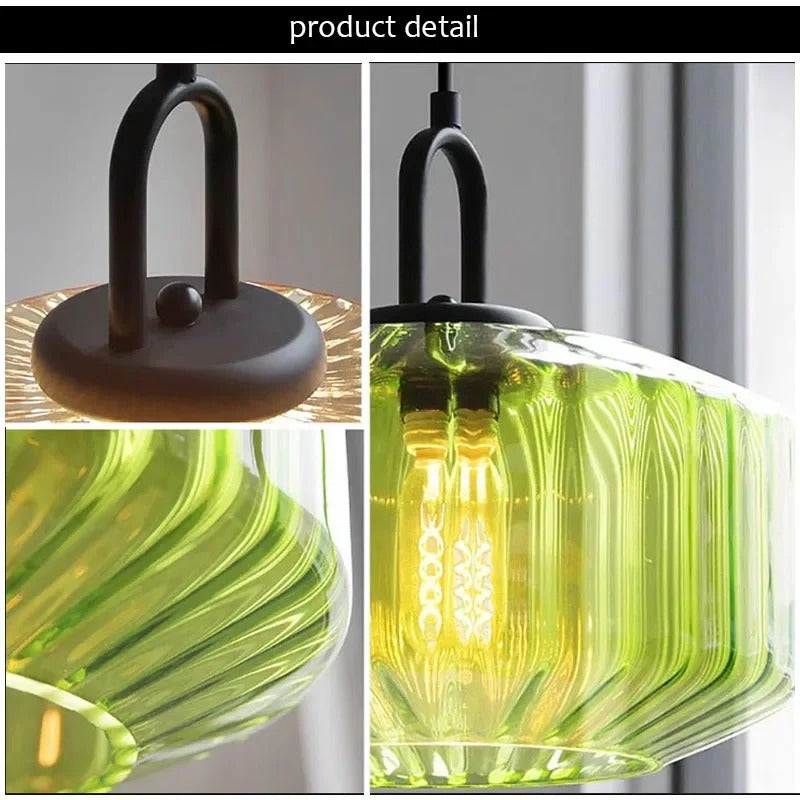 Retro Glass Pendant Light LED E27 Vintage Chandelier For Village Loft Bedroom Restaurant Indoor Hanging Lamp
