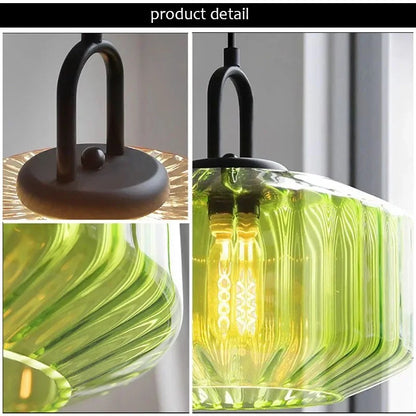 Retro Glass Pendant Light LED E27 Vintage Chandelier For Village Loft Bedroom Restaurant Indoor Hanging Lamp