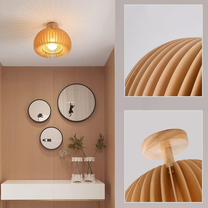 Wooden Pumpkin Ceiling Light Modern Minimalist LED Ceiling Lamp E27 Base Ceiling Lamps