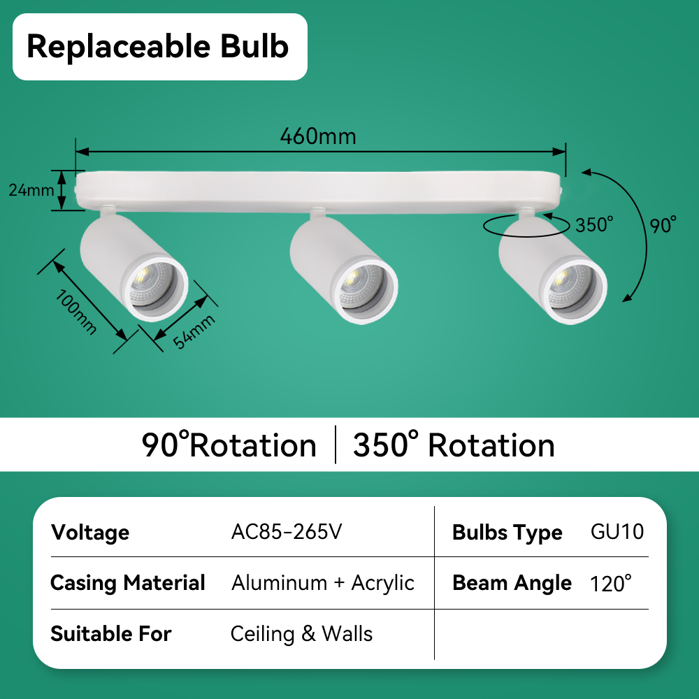 Modern Ceiling Led Spot Light Replaceable GU10 Bulb Track Lighting for Living Room Kitchen Ceiling Lamp