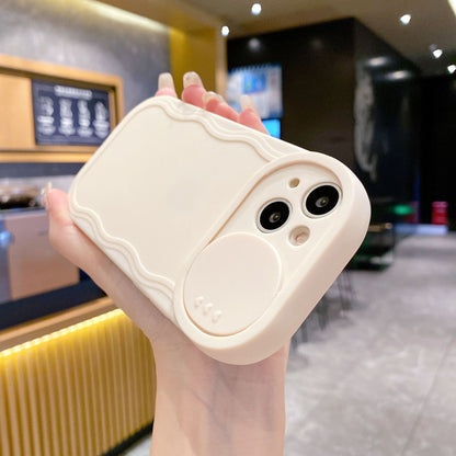 Wavy Pattern Minimalist Solid Color Sliding Window Soft Case for Apple IPhone 15/13/11 and XS Max 16