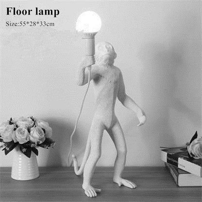 Modern Lovely Gold White Monkey Hemp Rope Pendant Lamp For Children Home Bar Cafe Decoration
