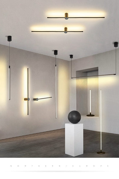 Modern LED Wall Lamp Long Hanging Lights Simple Nordic Living Room Sofa Background Wall Light Bedroom Bedside Floor Lamp