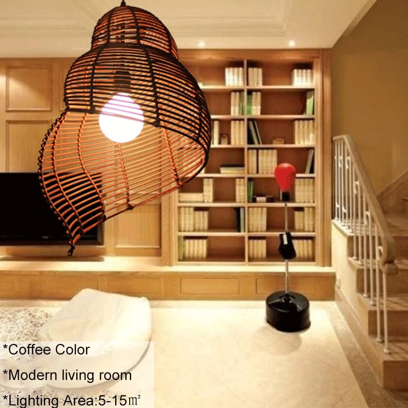 Southeast Asia Creative Pendant Lamp Sea Snail Shape E27 Wicker Lamp Shades LED Lights For Study Parlor Fixtures Restaurant Etc