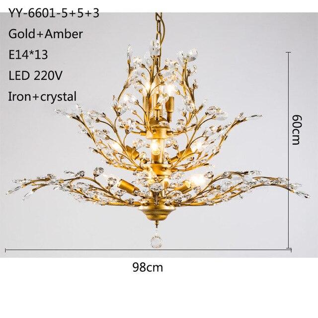 American Luxurious Crystal Chandelier E14 LED 220V For Restaurant  Lighting Chandelier Modern Home Decor Lighting Fixtures Room