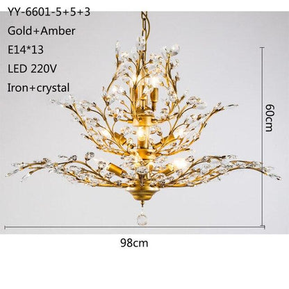 American Luxurious Crystal Chandelier E14 LED 220V For Restaurant  Lighting Chandelier Modern Home Decor Lighting Fixtures Room