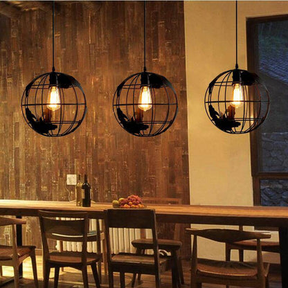 Modern Globe Pendant Lights Black/White Pendant Lamps for Bar/Restaurant Hollow Ball Ceiling Fixtures Pendant Light Globes