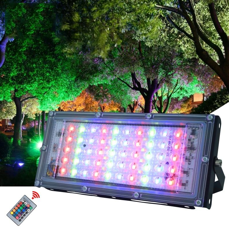 50W LED RGB Flood Light Lamp AC Outdoor Floodlight IP65 Waterproof Reflector Led Spotlight with Remote Control