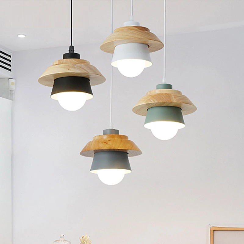 Pendant Light Led Pendant Fixture Hanging Kitchen Lamp Dining Room Pendant Lamp E27 Dinning Room Lights Wood Pendant Lamp Modern