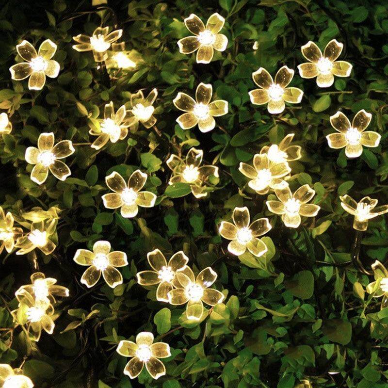 50 LEDS Peach Blossom Flower Solar Lamp 9.5M Power LED String Fairy Lights Solar Garlands Garden Christmas Decor For Outdoor