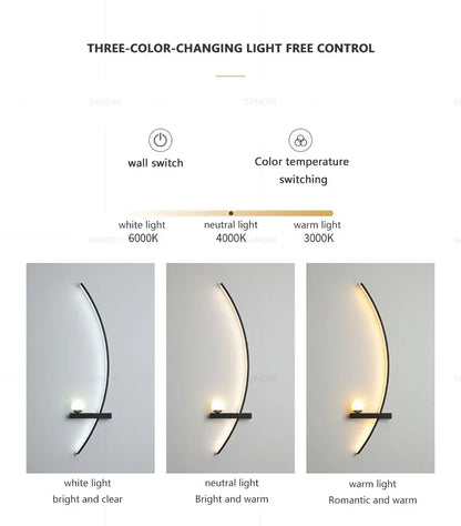 Modern LED Wall Lamps Minimalist Stripes Wall Sconce Decorative for Bedroom Bedside Home Living Room Background Lighting Luster