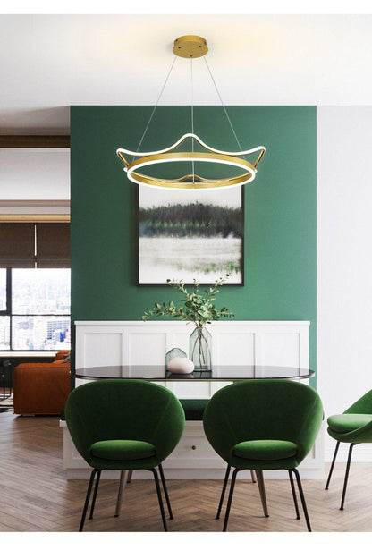 The Living Room Is Simple with Modern Crown Led Chandeliers