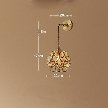 Creative Retro Pure Copper Petal Flower Bedside Bedroom Copper Wall Lamp House Coffee Shop Japanese Corridor Aisle Lamp