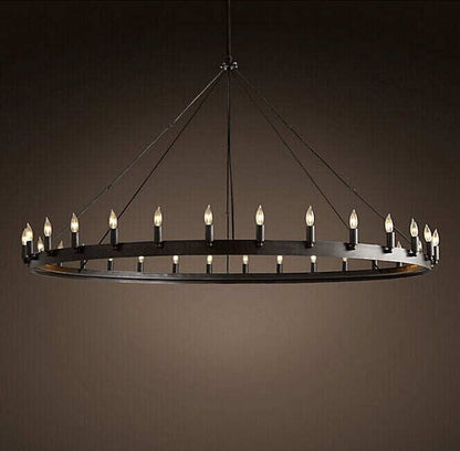 Round Wrought Iron Chandelier Living Room Bar Living Room Decorative Personality Cafe Candle Chandelier