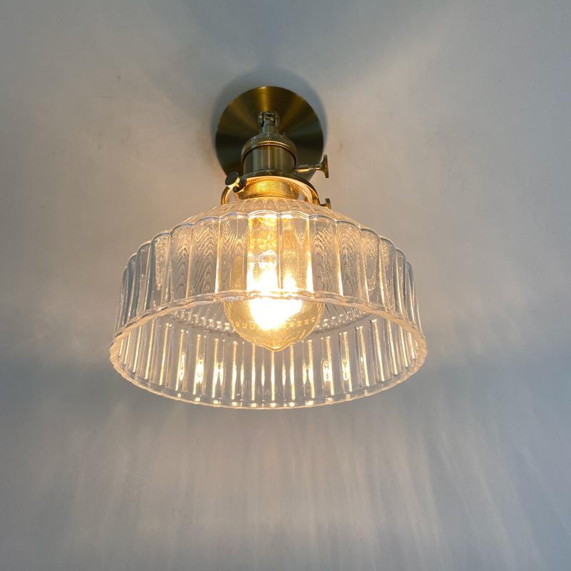 Nordic Literature And Art Fresh Bedroom Glass Brass Copper Wall Lamp
