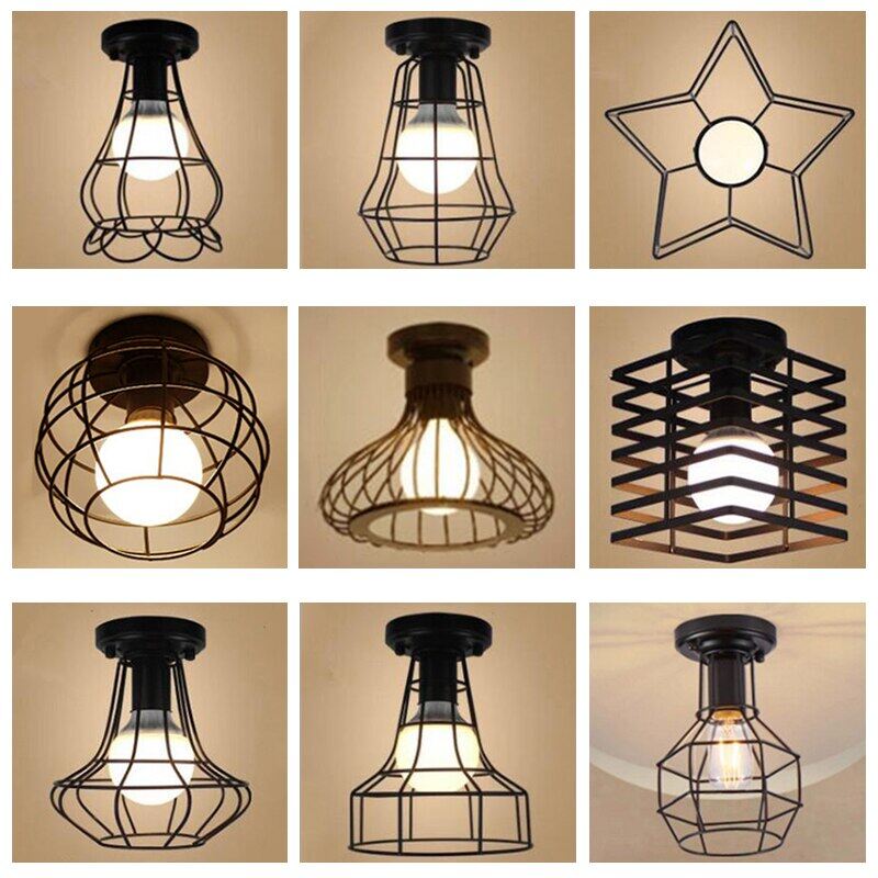 Modern Wrought Iron E27 Led Ceiling Lamps Black Ceiling Lights For Kitchen Living Room Bedroom Study Aisle Restaurant Cafe Hotel