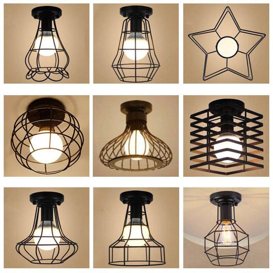 Modern Wrought Iron E27 Led Ceiling Lamps Black Ceiling Lights For Kitchen Living Room Bedroom Study Aisle Restaurant Cafe Hotel