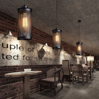 E27 Industrial Cage Ceiling Pendant Light Wire Cage Loft Pendant Lamp Shade Small Hanging Lighting