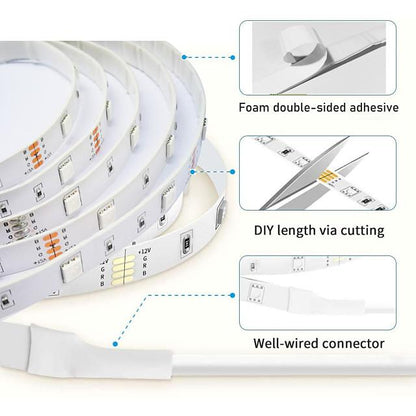 LED Strip Lights 65ft 2x10m WIFI App Intelligent Control 5050 RGB LED Smart Strip Light with IR 24 Key Controller or DC12V Adapter Kit