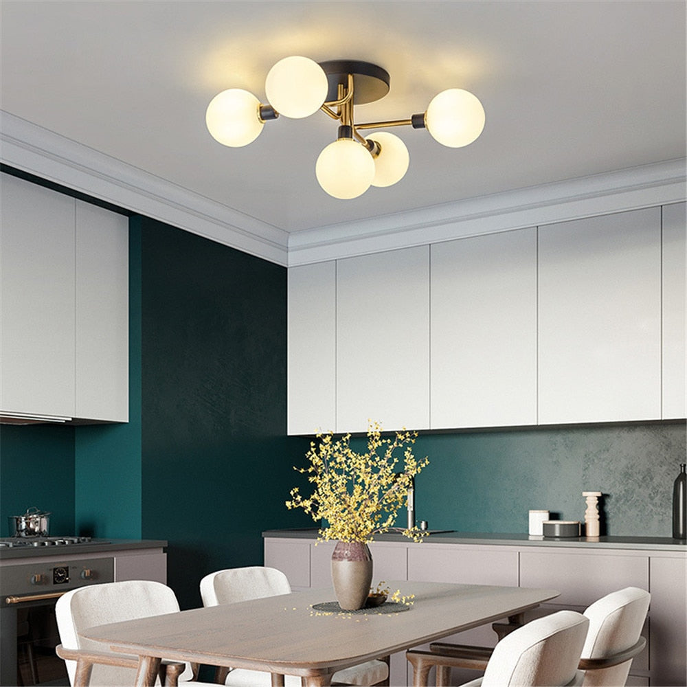 Europe LED Ceiling Lamp 5 Glass Ball LED Blub Indoor Lighting Modern Bedroom Dining Room Shop Porch Decoration Light Fixture