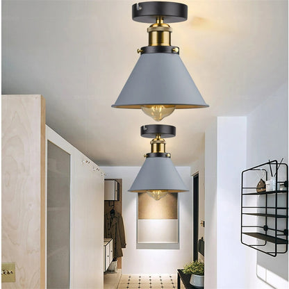 Vintage Rustic Semi Flush Mount Ceiling Light, Farmhouse Ceiling Light E27 Base Industrial Ceiling Lights for Hallway Stairway