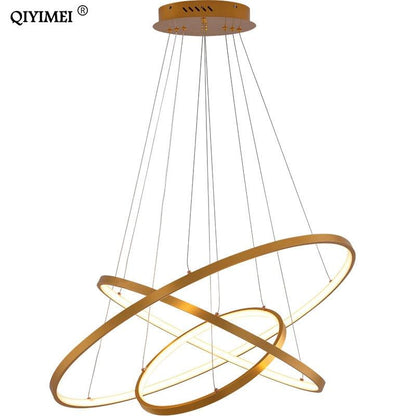 Modern LED Pendant Lights For Living Dining Room White Golden Coffee Black Circle Rings Aluminum Body Lamp Fixtures Home Lamp