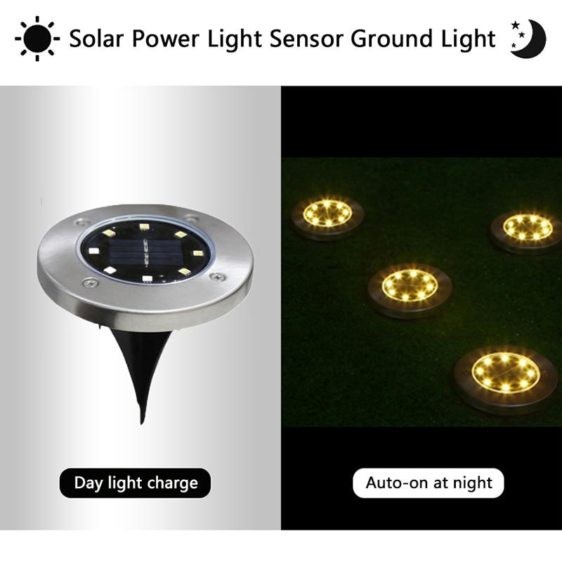 LED Solar Lawn Lamp Solar Power Buried Light Under Ground Lamp Outdoor Path Way Garden Decking Light White Warm White