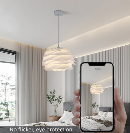 Danish Designer White Rose Ceiling Pendant Light for Living Room Kitchen Island Romantic Restaurant Acrylic Petal Suspension