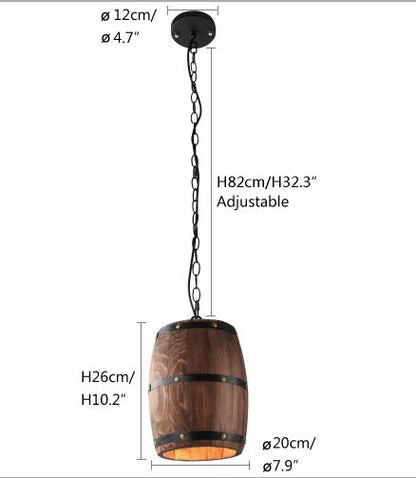 American Modern Nature Loft Wood Wine Barrel E27 Hanging Vintage Pendant Lights For Dining Room Living Room Restaurant Cafe Bar