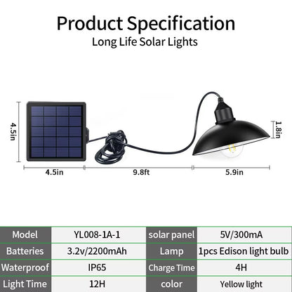 Intelamp Garden Solar Hanging Lamp Indoor Outdoor Solar Pendant Lights Warm Yellow IP65 Waterproof