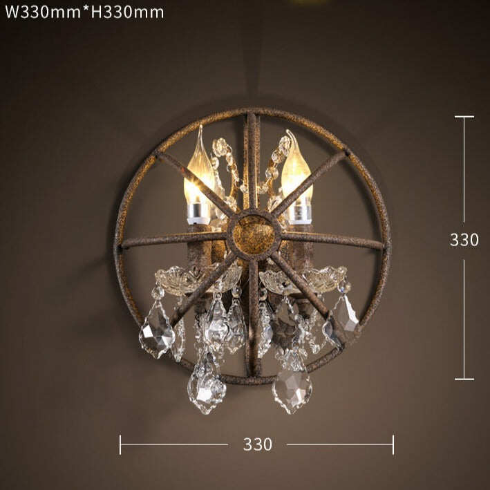 Retro Crystal Wall Lamp Double Iron Creative Bar Restaurant Coffee Shop Wall Lamp