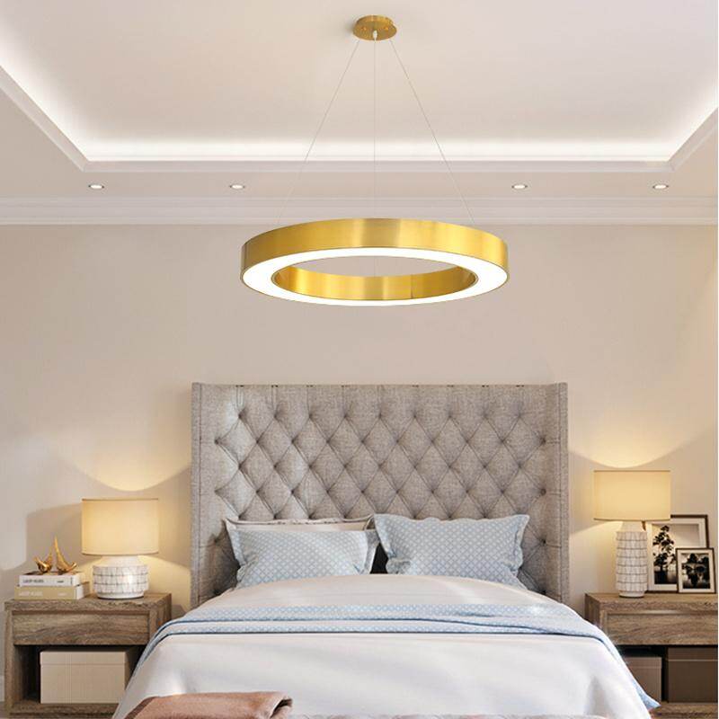 Modern Nordic Gold Copper LED Pendant Lights Circle Ring Suspension Luminaire Dining Room Lights
