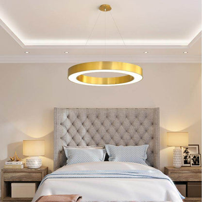 Modern Nordic Gold Copper LED Pendant Lights Circle Ring Suspension Luminaire Dining Room Lights