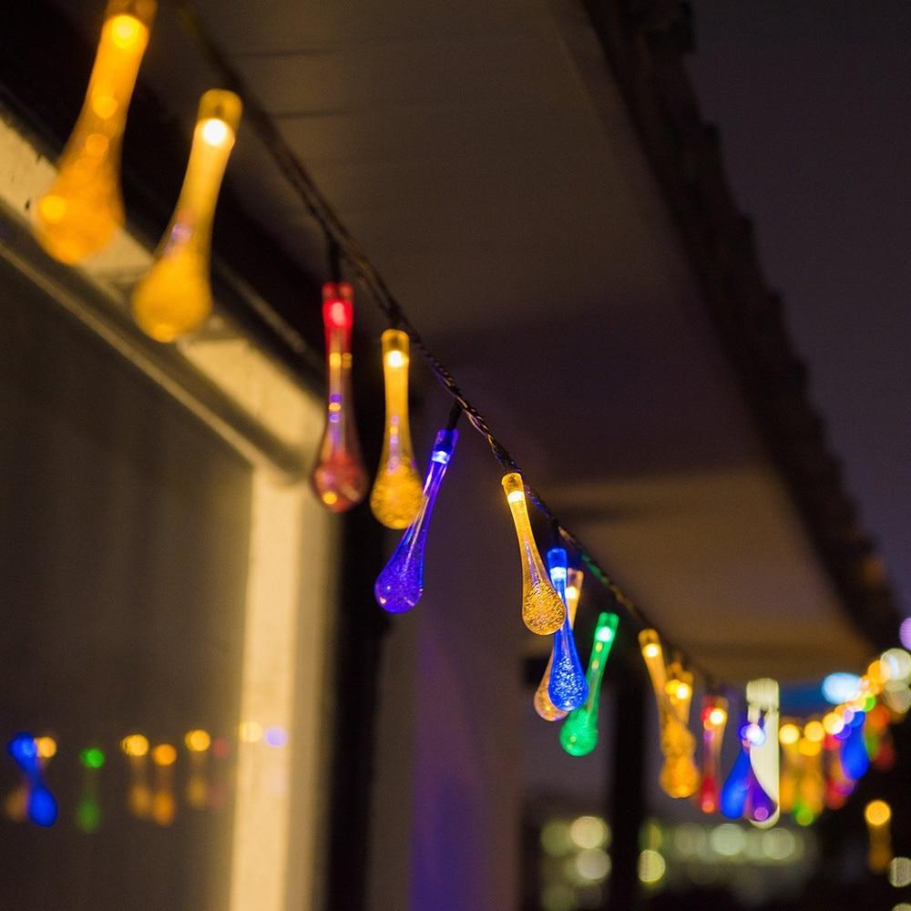 6M 30LED Solar Bulb Light String Droplet Bulbs Fairy String Lights For Outdoor Waterproof Garden Lawn Solar Lamp