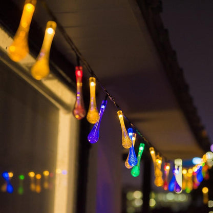 6M 30LED Solar Bulb Light String Droplet Bulbs Fairy String Lights For Outdoor Waterproof Garden Lawn Solar Lamp