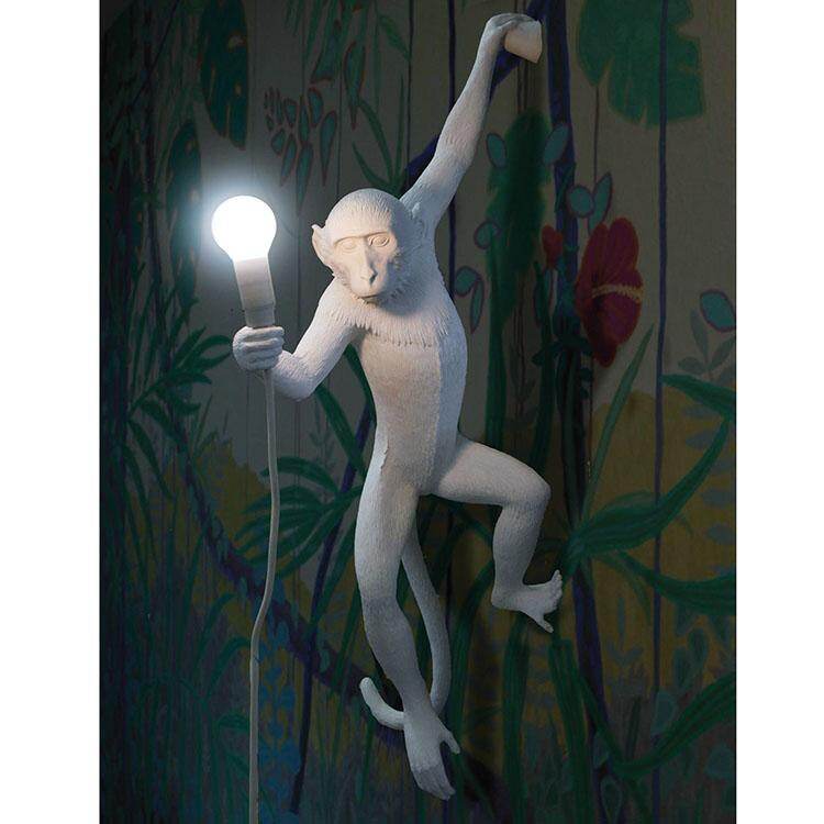 Modern Black Monkey Lamp Hemp Rope Pendant Lights American Country Resin Loft Industrial Hanging Luminaire Home Decor