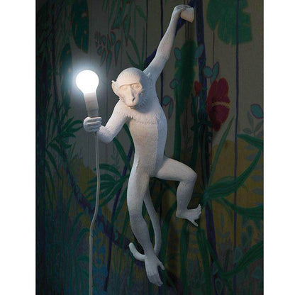 Modern Black Monkey Lamp Hemp Rope Pendant Lights American Country Resin Loft Industrial Hanging Luminaire Home Decor