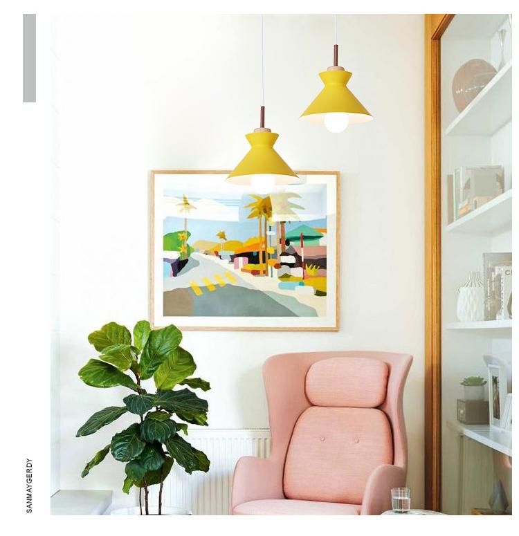 Fashion Indoor lighting pendant lights Wood and aluminum lamp restaurant bar coffee dining room LED hanging light fixture