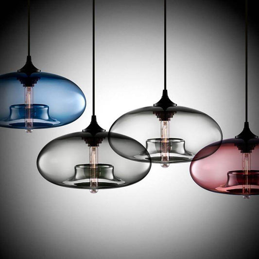 Nordic Modern Hanging Loft 7 Color Glass lustre Pendant Lamp Industrial Decor Lights Fixtures E27/E26 For Kitchen Restaurant