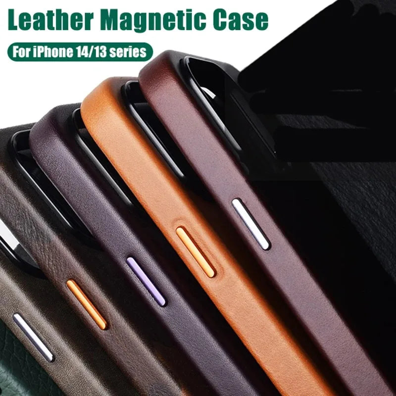 Official MagSafe Leather Case for Apple iPhone 17 Pro Max 16 13 12 14 15 Plus Original Strong MacSafe Magnetic Cover Accessories