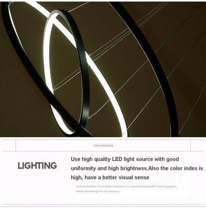 60CM 80CM 100CM Modern Pendant Lights For Living Room Dining Room Circle Rings Acrylic Aluminum Body LED Ceiling Lamp Fixtures