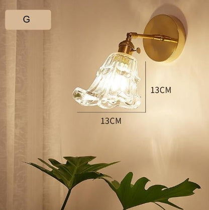 Nordic Retro Livingroom Bedroom Bedside Full Copper Wall Lamp
