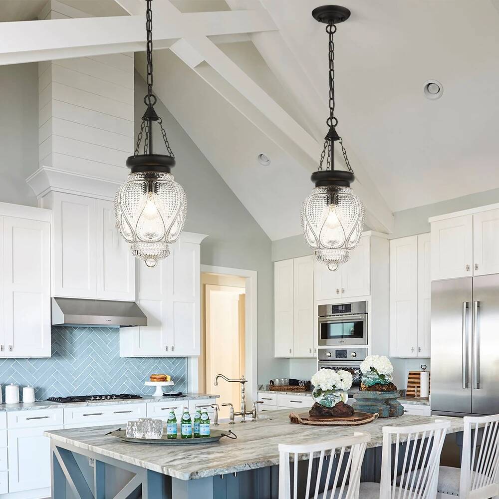 Farmhouse Glass Pendant Lights for Kitchen Island Modern Hanging Chandelier Ceiling Lam
