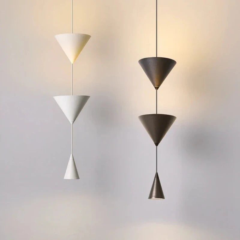 Nordic Restaurant Home LED Pendant Light Modern Black White Counter Conical Lamp