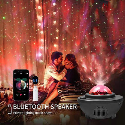 LED Star Night Light Wave Sky Starry Galaxy Projector Blueteeth USB Voice Control Music Player 360 Rotation Night Lighting Lamp