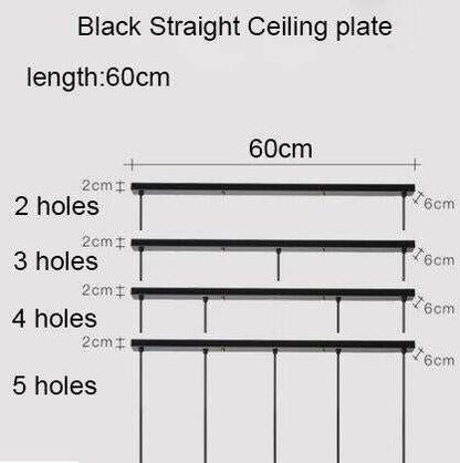 Ceiling Plate Black/White Iron Pendant Lamp Bases DIY 2/3/4/5 holes 25cm/30cm/40cm/50cm Straight/Round Ceiling Base