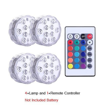 Underwater Light Waterproof Battery Operated 10LED Multi Color Submersible LED Lamp for Fish Tank Swimming Pool Wedding Party