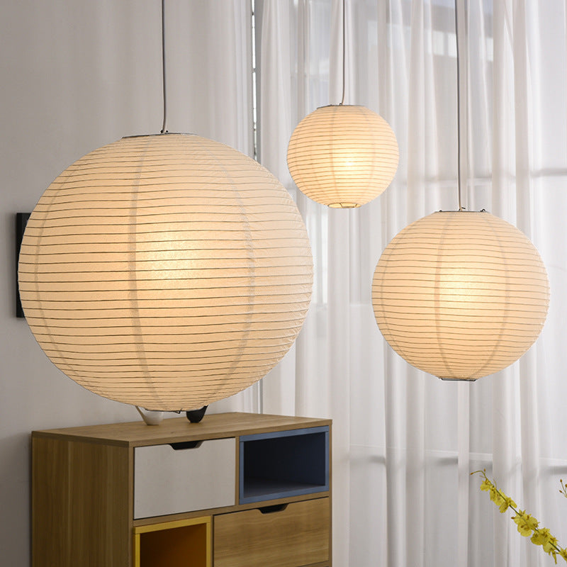 Wabi Sabi Wind Pendant Lights LED Akari Rice Paper Hanging Lamp for Living Dining Room Paper Handwoven Pendant Lamp