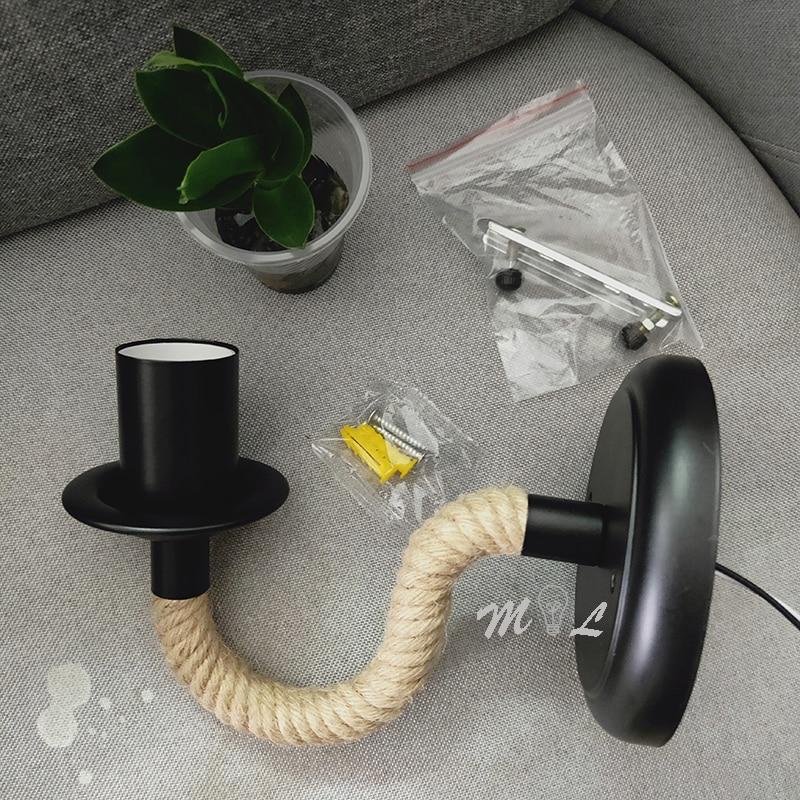 American Country Hemp Rope Wall Lamp Retro Light Wall Sconce Beside Living Loft Lighting Stairs Vanity Light Indoor Wall Lamps